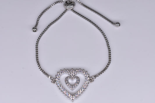 Double Heart Bracelet With Diamonds