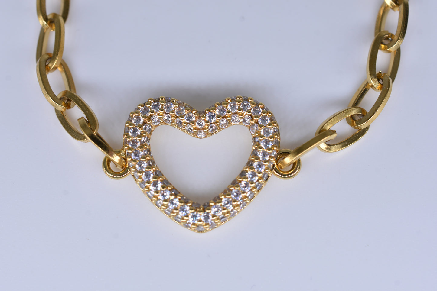 Heart With Diamonds Bracelet Gold