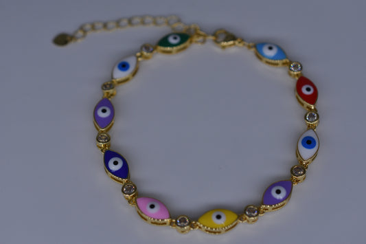 Oval Multi Color Evil Eye Bracelet