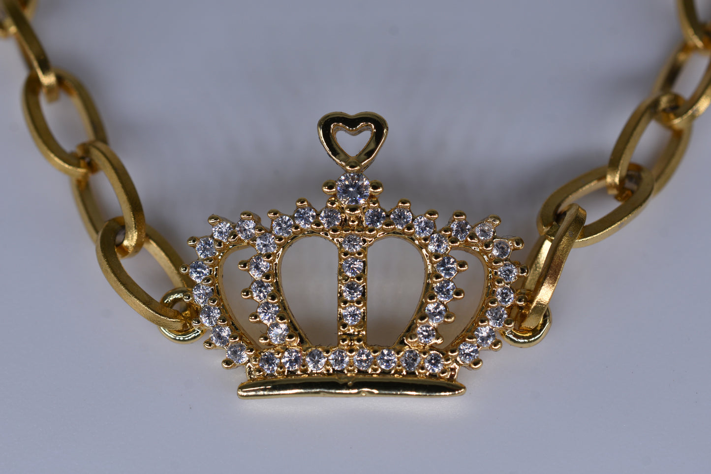 Crown With Diamonds Gold Bracelet