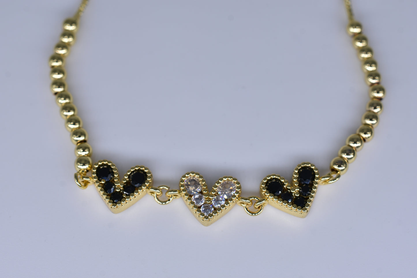 3 Hearts With Diamonds Bracelets Gold