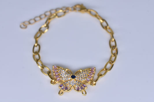 Lilac Butterfly Bracelet Gold